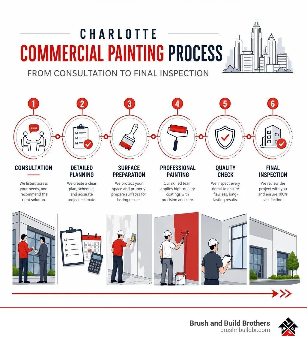 Infographic of the commercial painting process from consultation to final inspection