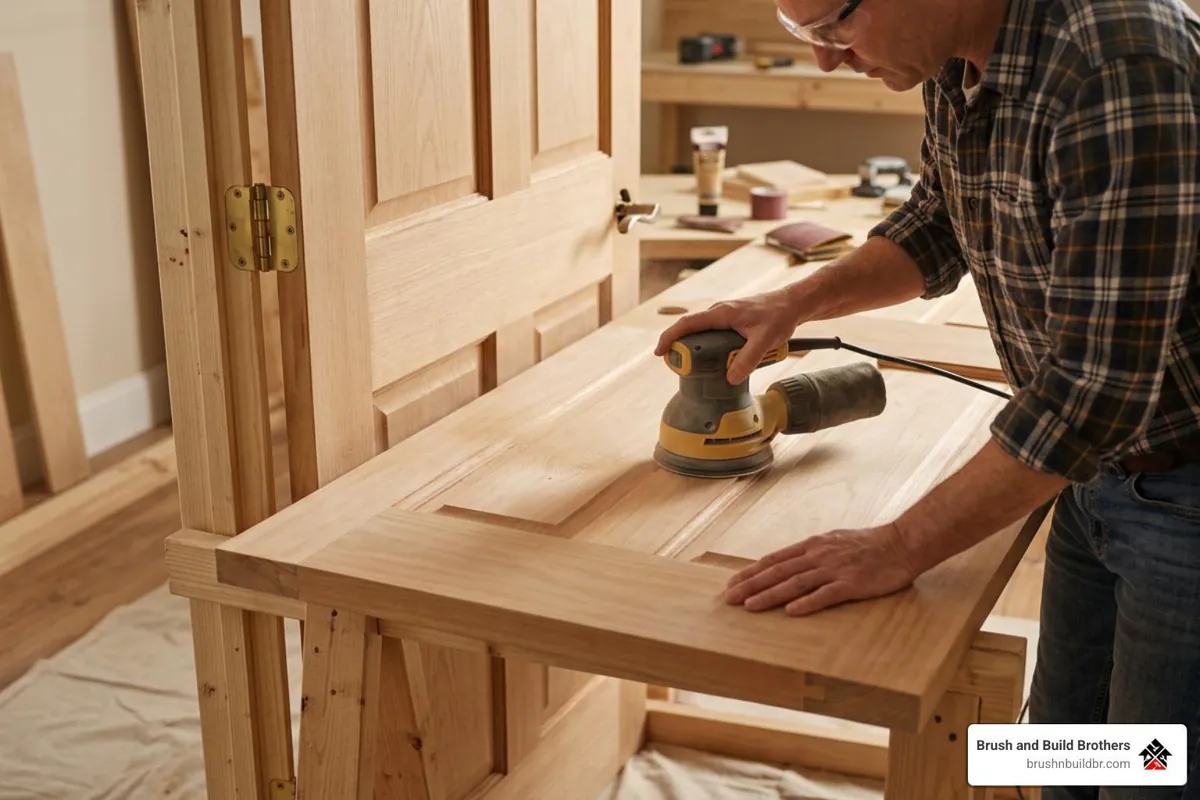 Sanding and prepping a wood interior door before painting